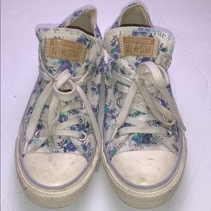 Blue and Purple Floral Low Top Converse